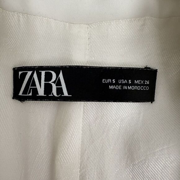 Zara Longline White Double Breasted‎ Blazer Women S Tailored Notch Collar Lined - Picture 10 of 16